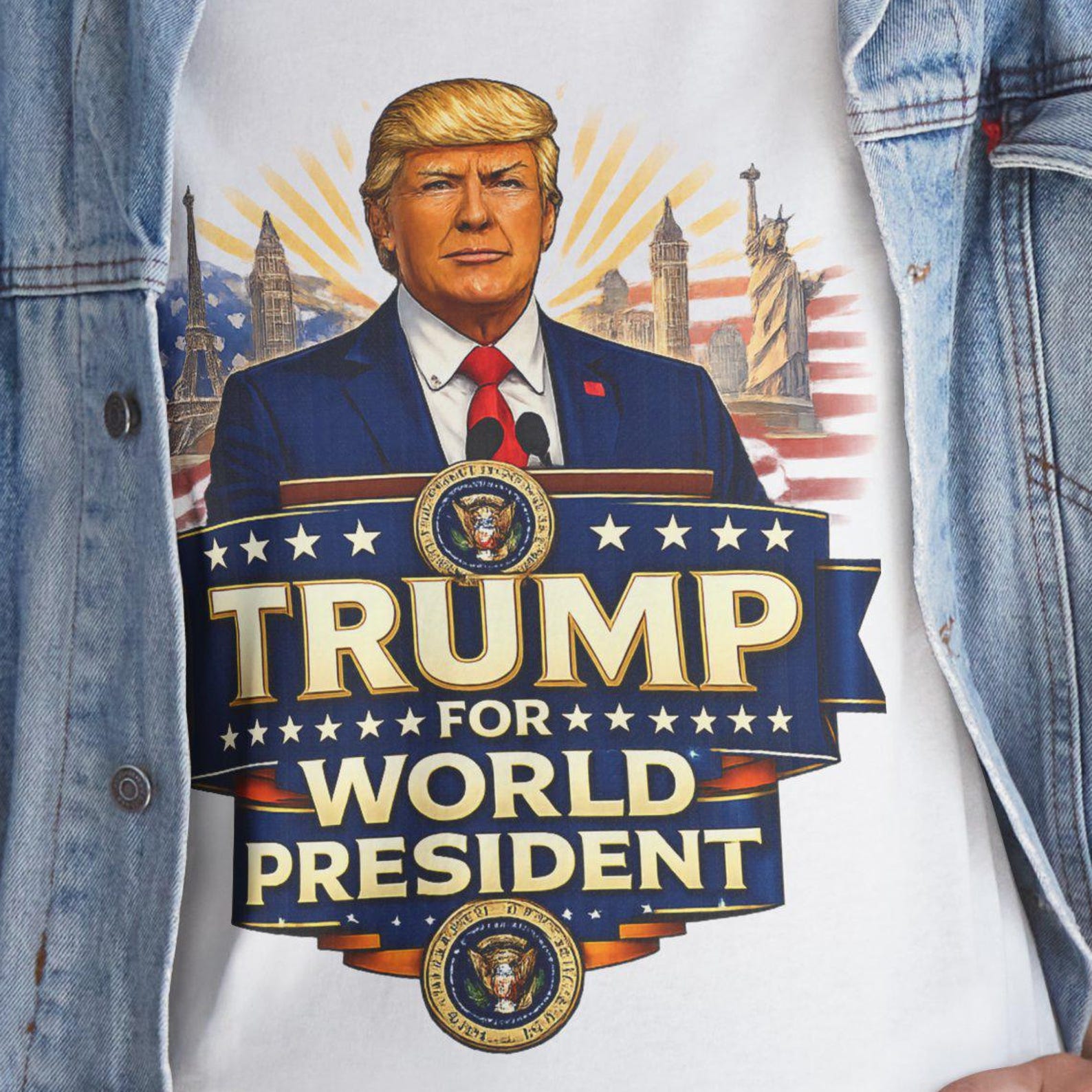 World President Graphic Tee | Patriotic Political Campaign Shirt 4XL