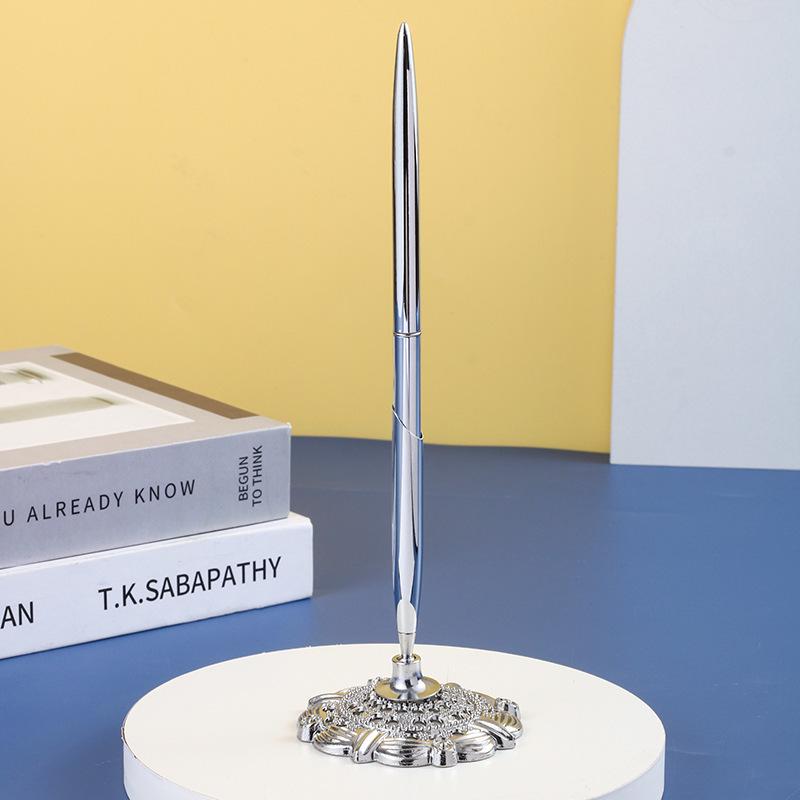 Plum Blossom Metal Anti-Lost Ballpoint Pen for Desk or Reception with Custom Logo.