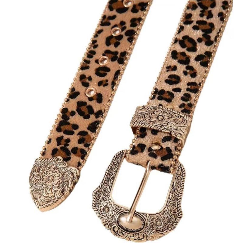 Leopard Belt for Jeans Skirt Bead Trim Velvet Belt Subculture Pants Belt Y2K Women Belt Clothing Waist Decoration