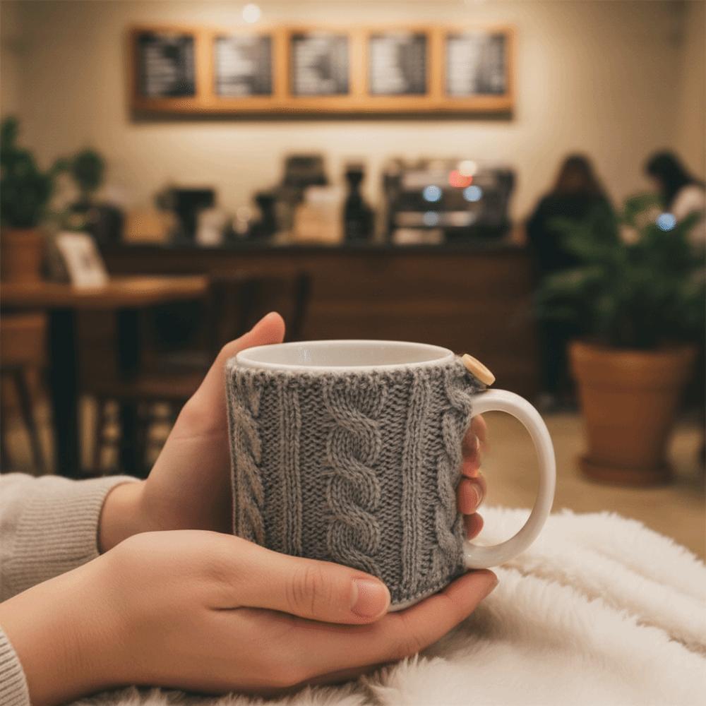 4PCS/SET Warm Knitted Coffee Mug Cover Heat-proof Washable Insulated Cup Sleeve Handmade Stretchable Coffee Cup Cover