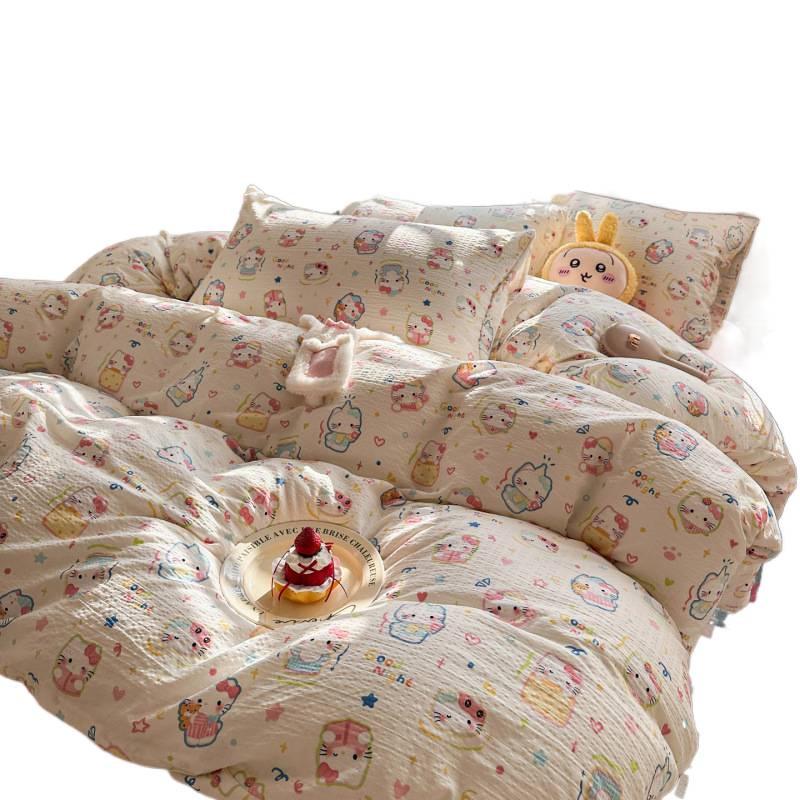 2026 Cloud-Feel Crinkled Cotton Double Gauze 4-Piece Set