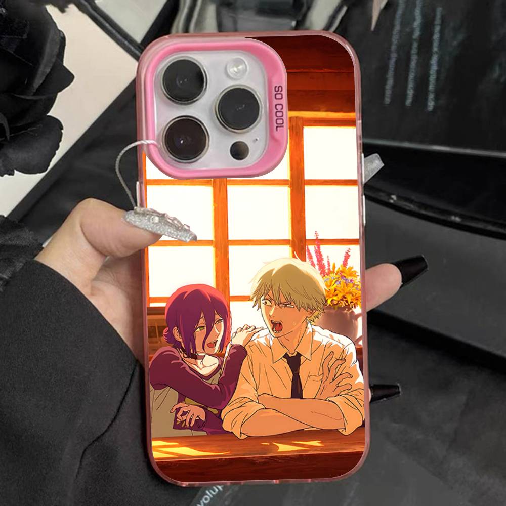 

Movie R-Reze Denji Phone Case For iPhone 16,15,14,13,12,11,Pro,Max,Plus,Mini,XS,SE Anti Fall Pink Matte Hard Bumper iPhone12PROMAX