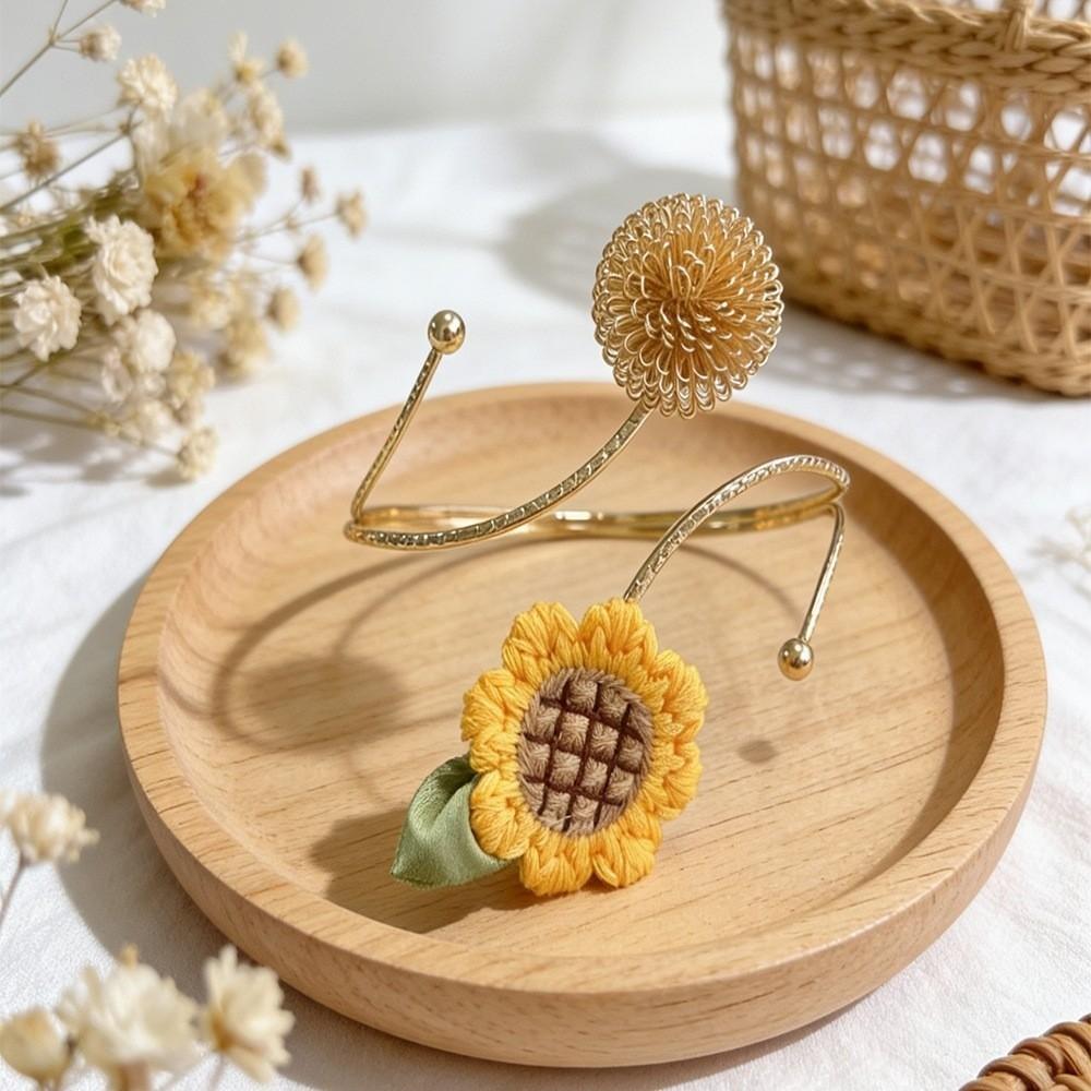 Metal Butterfly Sunflower Curtain Straps Hollow Butterfly Fabric Sunflower Curtain Tiebacks Adjustable Knitted Flower