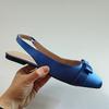 Blue Satin Shoes Women Lightweight Ballet Flats Spring Summer Dress Party Shoes Elegant Office Lady Plus Size 43