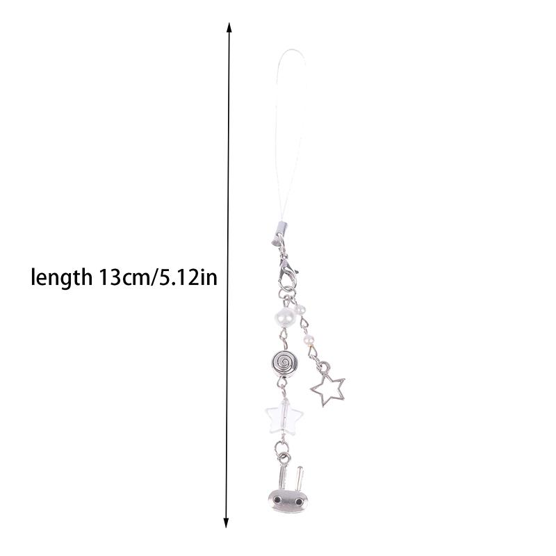 Y2K Cute Metal Rabbit Phone Lanyard Bunny Beaded Phone Chain Sweet Cool Cell Mobile Phone Strap Keycord For Girl Gifts