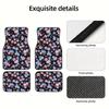 Floral Print Car Floor Mats Cute Flower Front Rear Seat Floor Rugs Carpets Full Set Auto Interior Accessories Decor Gift