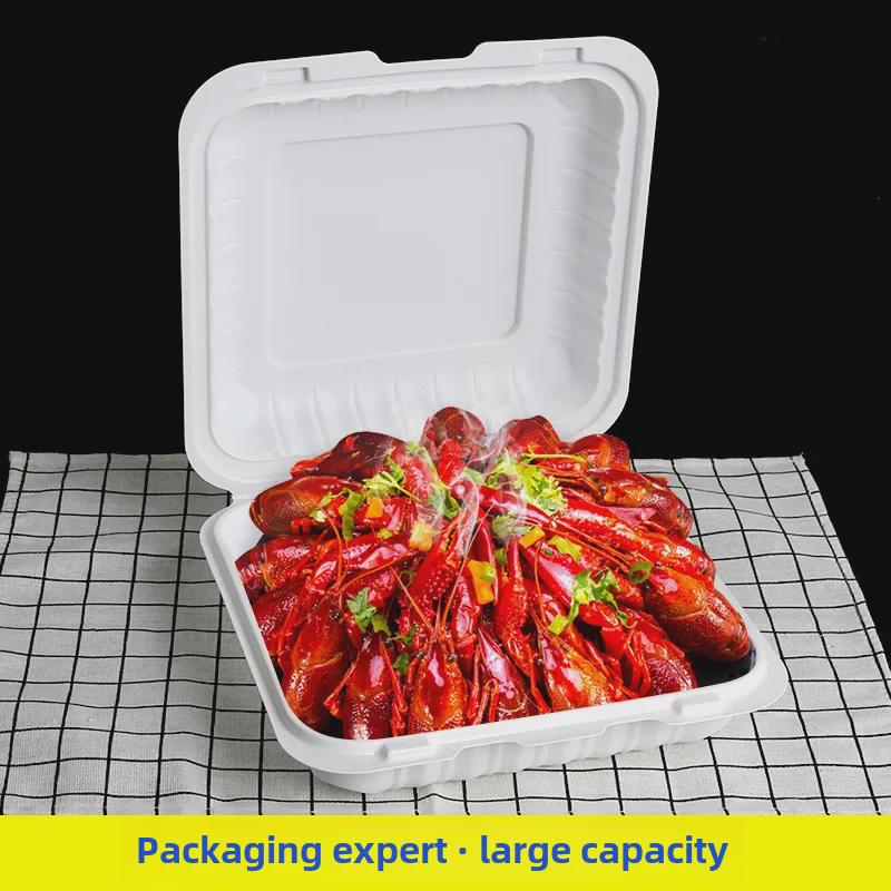 Biologisk nedbrytbar hvit engangs hamburgerboks i amerikansk stil - enkeltroms PP hurtigmatbeholder for takeaway