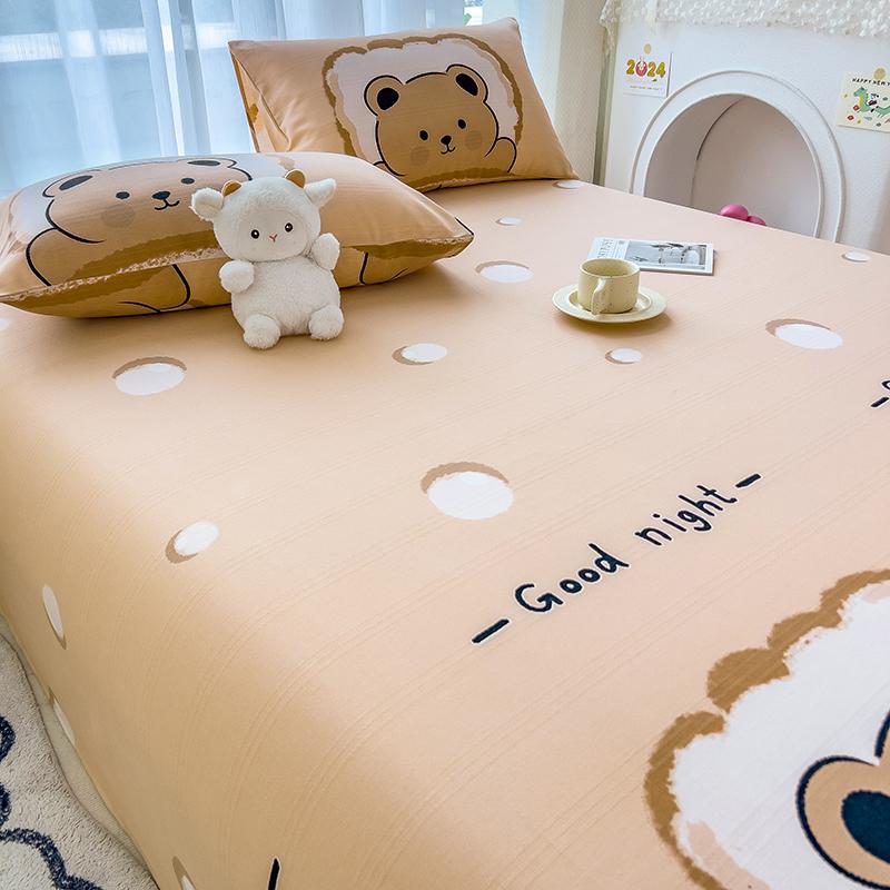 Cute Bear Pattern Bed Sheet Set Cartoon Style 100% Cotton Soft Bed Linen for Kids Boys Girls Bedroom Decoration Bedding Set