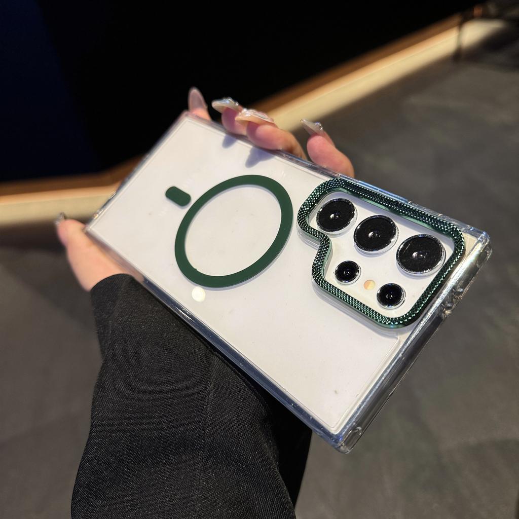 Luxury Transparent Shockproof For Magsafe Case for Samsung Galaxy S25 Edge S24 Plus S23 FE S22 Ultra Magnetic Armor Back Cover