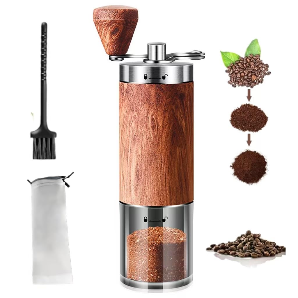 Hand Coffee Grinder with Adjustable Grit, Adjustable Dial Grinds Coffee Beans, High Precision, Ultra-Fine Grind, Uniform Powder, Coffee Bean Grinder,