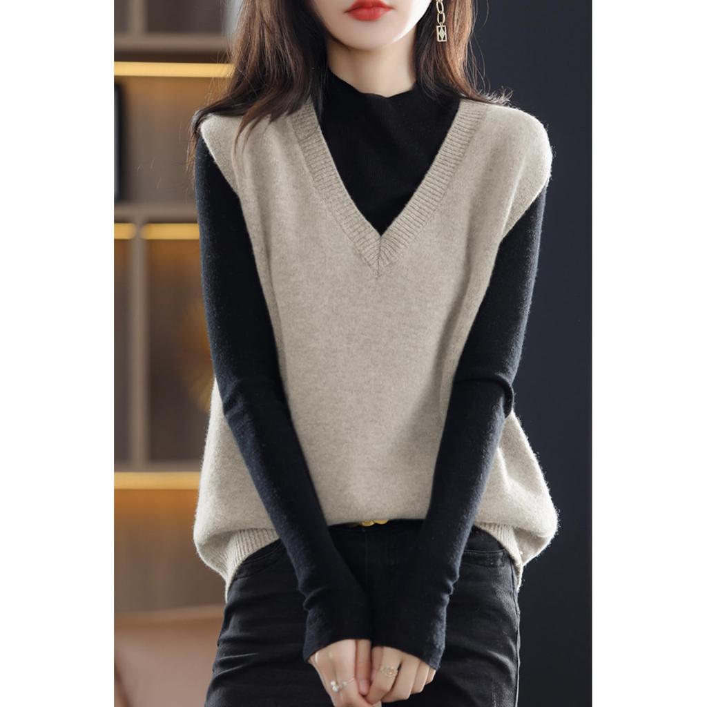 SeiunAn Knit Perfect for and This Solid Color Top with Sleeveless Design Is Stylish and Loose Perfect for or This Gilet Is Perfect for Office or