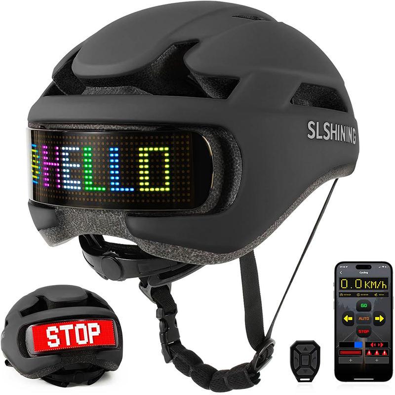Led Light Bike Helmet Portable Outdoor Sports Cycling Helmet Protective Adult Bicycle Road Bike Helmet with LED Screen Display White