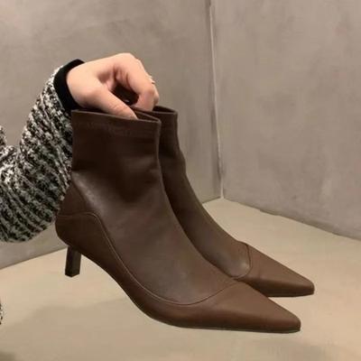 Botas Chelsea Femininas De Cano Baixo Sexy De Salto Médio Moda Inverno Nova Marca 2024 Vestido De Designer Caminhando Mujer Zapatos