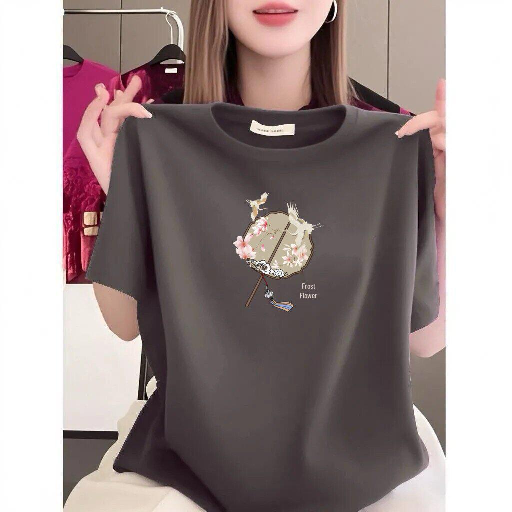 Women's Summer Short-sleeve Printed T-shirt - Loose, Slimming, Casual Wear