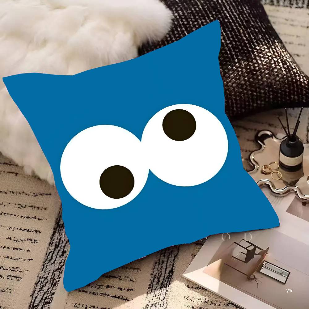 

C-cookies Play M-monster Pillow Case Square Pillow Bedroom Sofa Leisure Comfort Cushion Car Living Room Home Decoration 16x16Inch