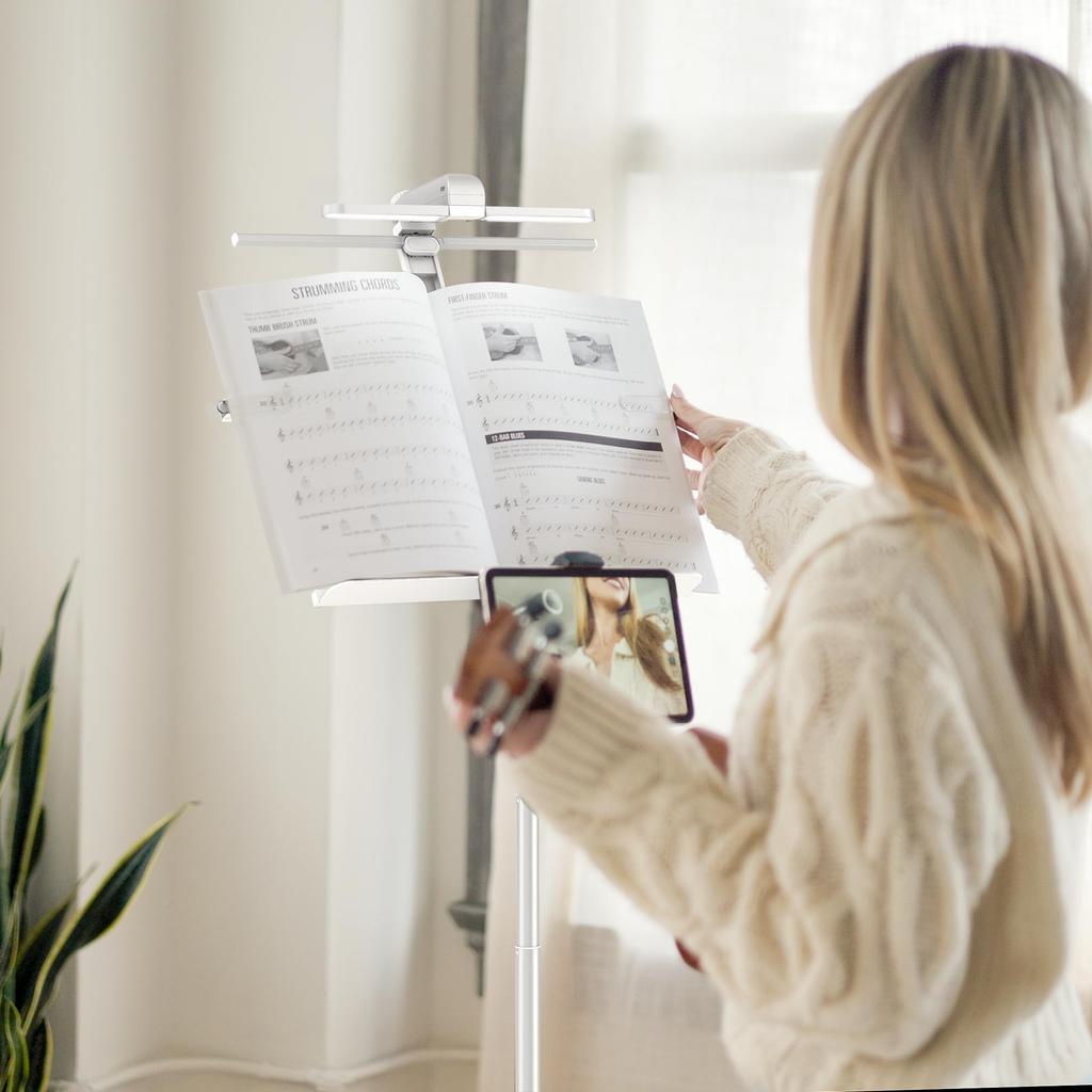 KraftGeek Music Stand Light Compatible with KraftGeek Bravo Music Stand 2 Levels of Dimming Screw Mount Adapter White 1/4"