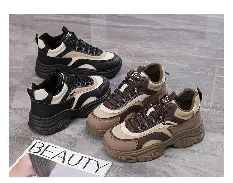 Dámské 2025 jarní trendy tenisky na silné podrážce - Všestranné, zeštíhlující, sportovně ležérní boty