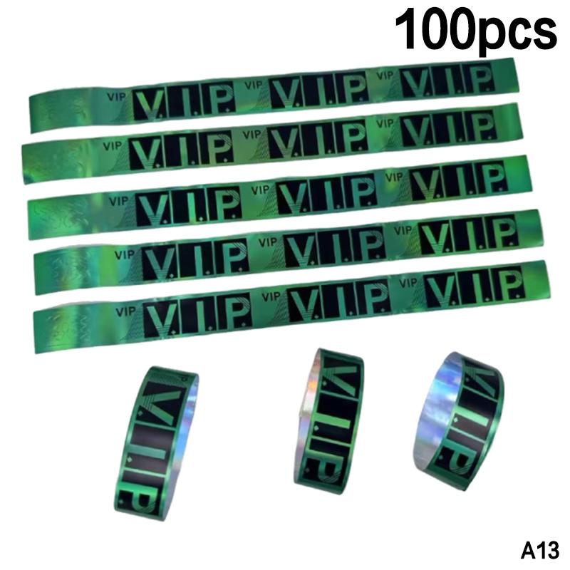 100Pcs Holographic Vip Wristbands Waterproof And Tear Resistant Design Perfect For Concerts Festivals Parties Events
