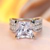 Princeznovský výbrus Krištáľové Veľké Štvorcové Kamenné Prstene Pre Ženy Trendy Strieborná Farba Biely Zirkón Svadobný Prsteň Zásnubný Darčeky