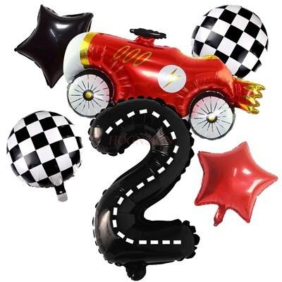 New Lightning Racing Cartoon Theme 40 Inch Black And White Stripe Digital Balloon Package For Children'S Birthday Party