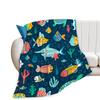 Cartoon marine fish Printed Blanket for Sofa Bed Travel Camping Living Room Office Conditioning Blanket for All Seasons Gifts
