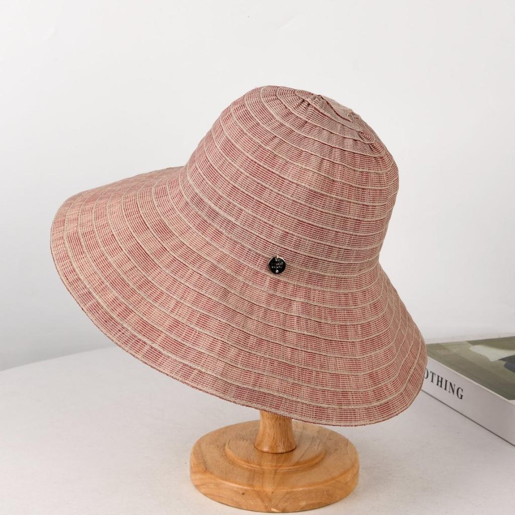 Women Sun Hat Korean Fashion Striped Outdoor Travel Sunscreen Beach Summer Hats For Women Wide Brim Fisherman Cap Female New