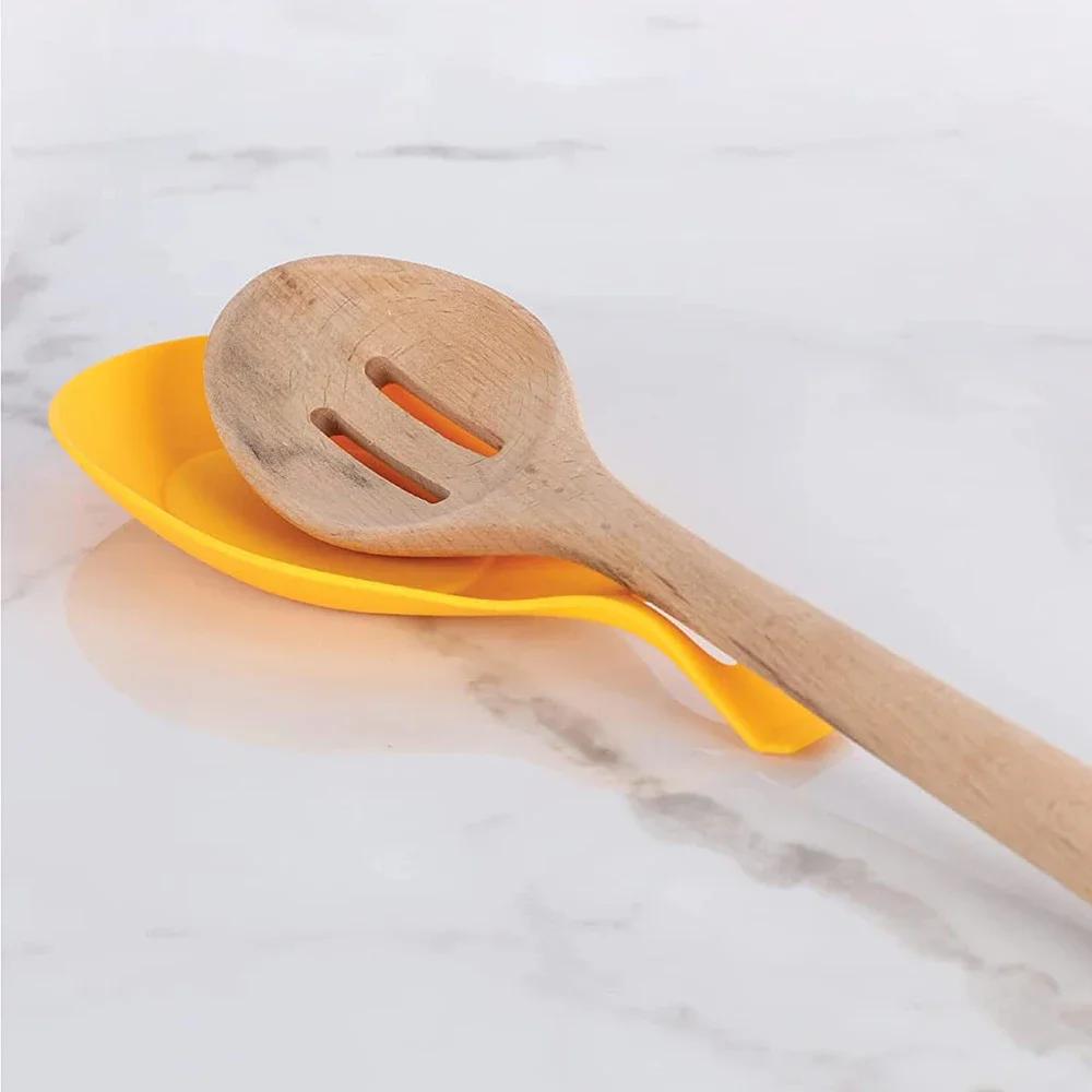3pcs Silicone Spoon Rest Spatula Holder Heat Resistant Utensil Placemat Tray Kitchen Tools