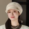 Hat Women's Autumn and Winter Wool Hat Fashion Rabbit Hair Beret Fleece Thickened Knitted Cap