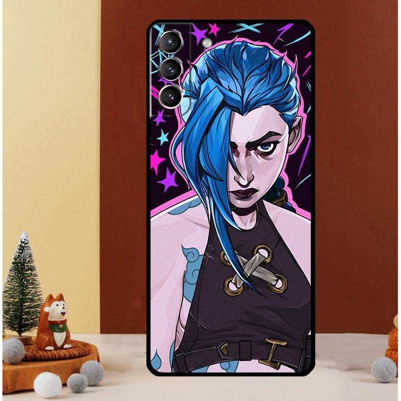 Anime Arcane Jinx Case For Samsung Galaxy S23 S24 Ultra S8 S9 S10 S22 Plus Note 10 20 Ultra S20 S21 FE Cover