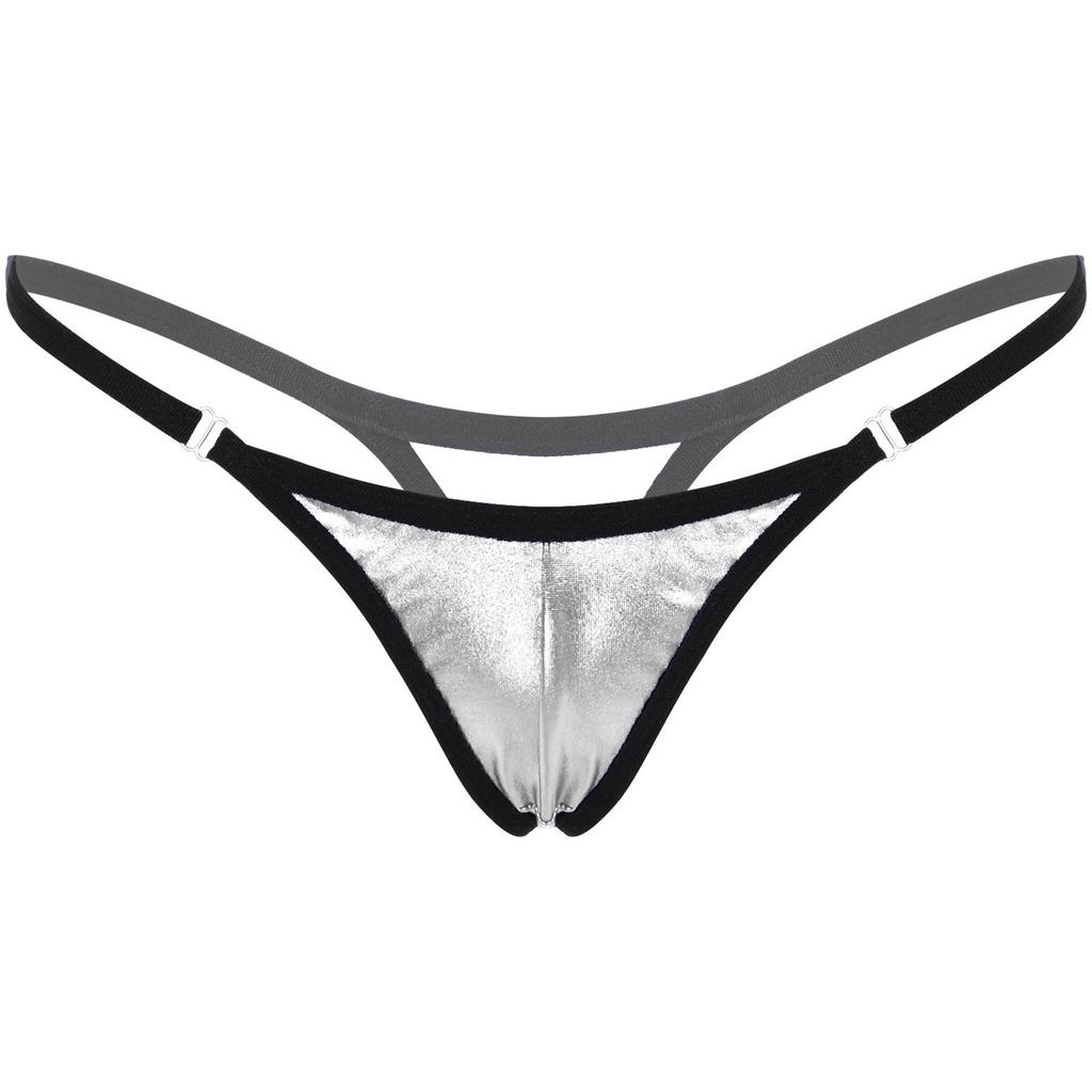 Womens Shiny Low Rise Micro Thong Elastic Waistband G String Underwear Bikini Swimwear