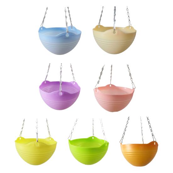7 Stück Hängepflanzgefäße Blumentöpfe mit Drainagelöchern und Metallketten Hängende Kunststoff-Blumentöpfe für den Innen- und Außenbereich