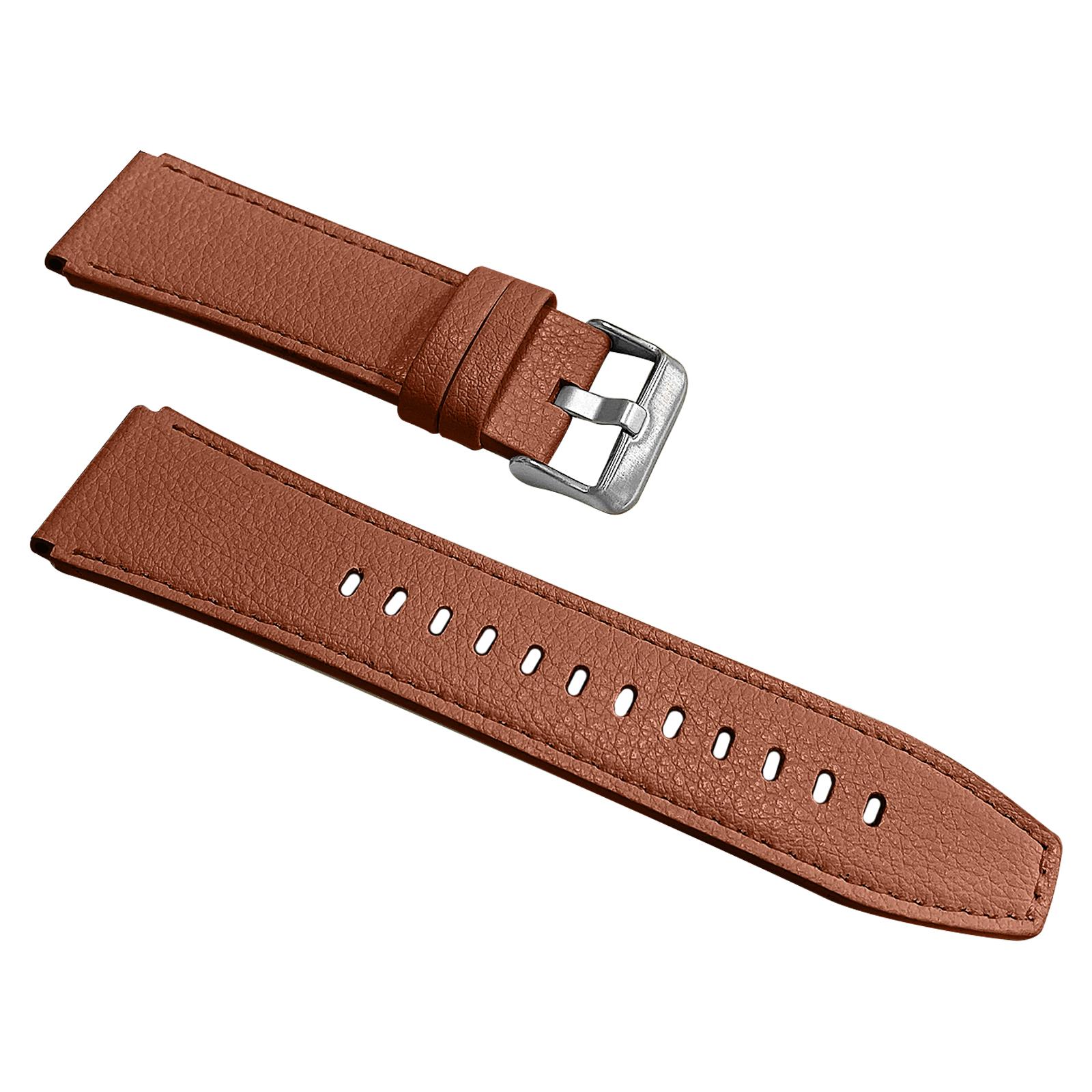 

For Huawei Watch 4 Pro/Watch GT 3/2 46mm Quick Release Watch Band 22mm Top-Layer Cowhide Leather Wrist Strap Coffee