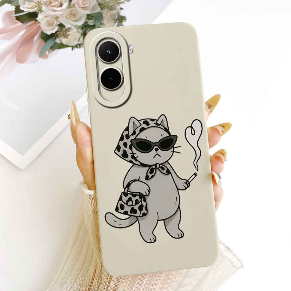 Silicone Case For Xiaomi Poco M7 4G Case Cute Cat Flowers Soft Slim Phone Cases For Xiaomi Poco M7 PocoM7 4G Cover Bumper