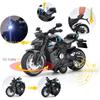 1/12 Pull Back V4 Motorradspielzeug, Geschenk mit Musikbeleuchtung, Street Fighter-Motorräder Spielzeug für Jungen Kinder im Alter von 3–12 Jahren