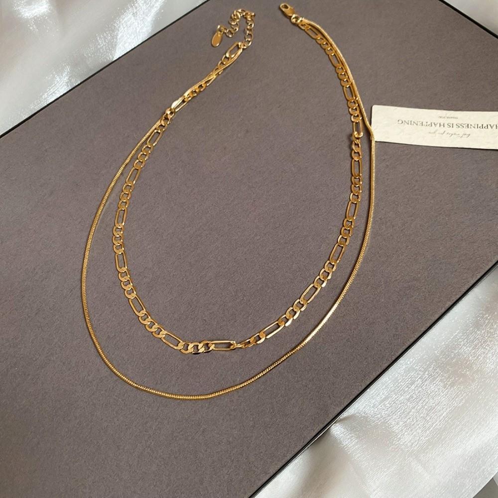 Sweater Chains Cross Necklace Cross Metal Clavicle Chain Fashion Double Layer Choker  Women Gifts