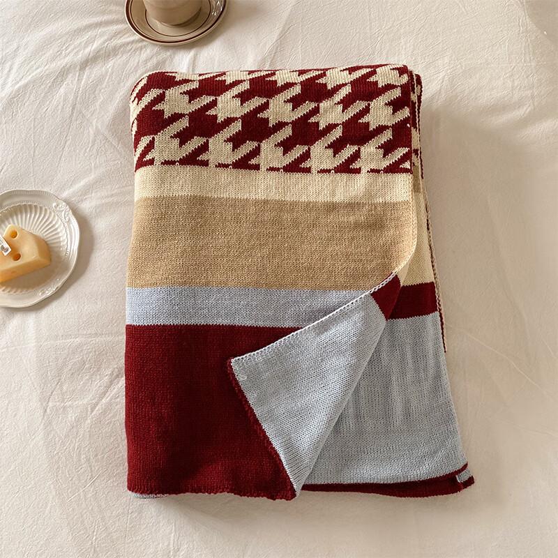 UOSU Classic Houndstooth Knit Throw Blanket for Kids