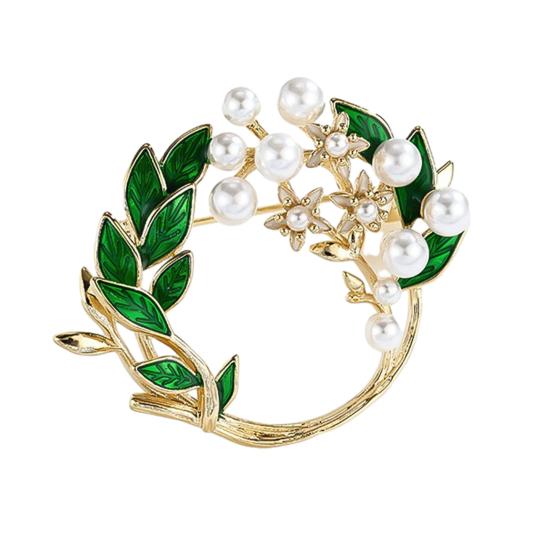 Women Brooch Sparkling Rhinestones Imitation Pearl Flower Shape Lapel Pin Suits Coats Bags Scarves Badge Versatile Accessory