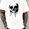 2025 Men's Casual Cotton T-Shirt with Black Skull Drip Graphic Print Regular Fit Short Sleeve Round Neck Tee Men Clothing