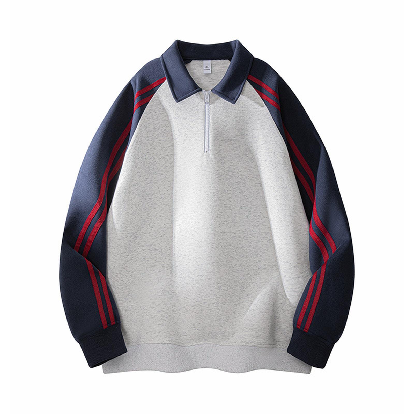 

Мужское худи в американском ретро стиле, в полоску, с цветовыми блоками, воротником-стойкой, свободного кроя, универсальный повседневный пуловер на молнии для пар XXXL