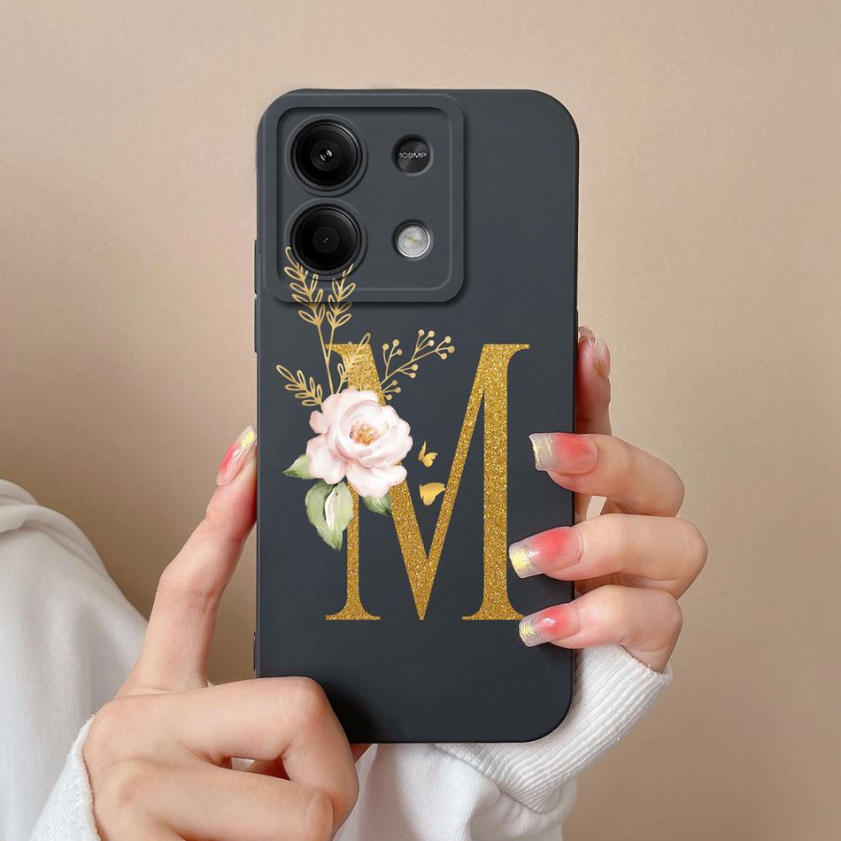 Phone Case For Redmi Note 13 Pro 4G 5G Elegant Letter Soft Liquid Silicone Full Coverage Protector For Redmi Note13 13Pro Fundas