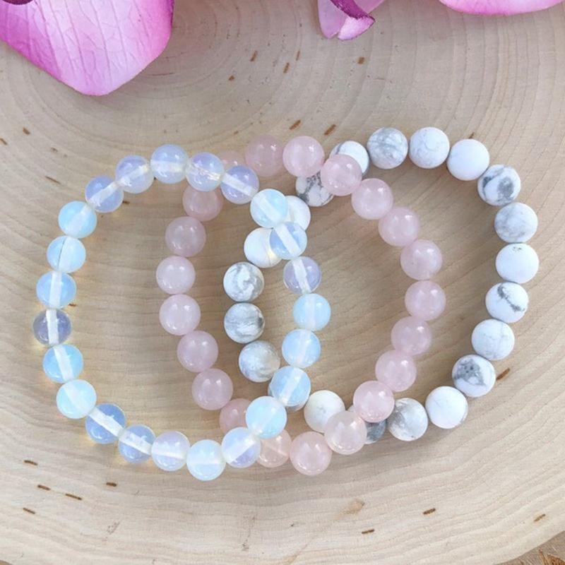 Set of 3 Healing Crystal Bracelet Set for Women Natural Stone Beaded Stretch Handchain Adjustable Wristchains Accessory