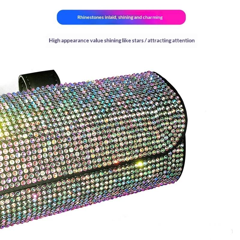 Bling Car Sunglasses Holder Sun Visor Glasses Storage Box Crystal Decor for Modern Car Interiors