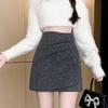 Gray Woolen Sequined Skirt: Women's Autumn/Winter 2025 French-Style High-End Heavy Work Short Skirt
