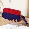 Nylon Three Layer Coin Purse With Lanyard Simple Hand Bag Contrasting Colors Wrist Bag  Female
