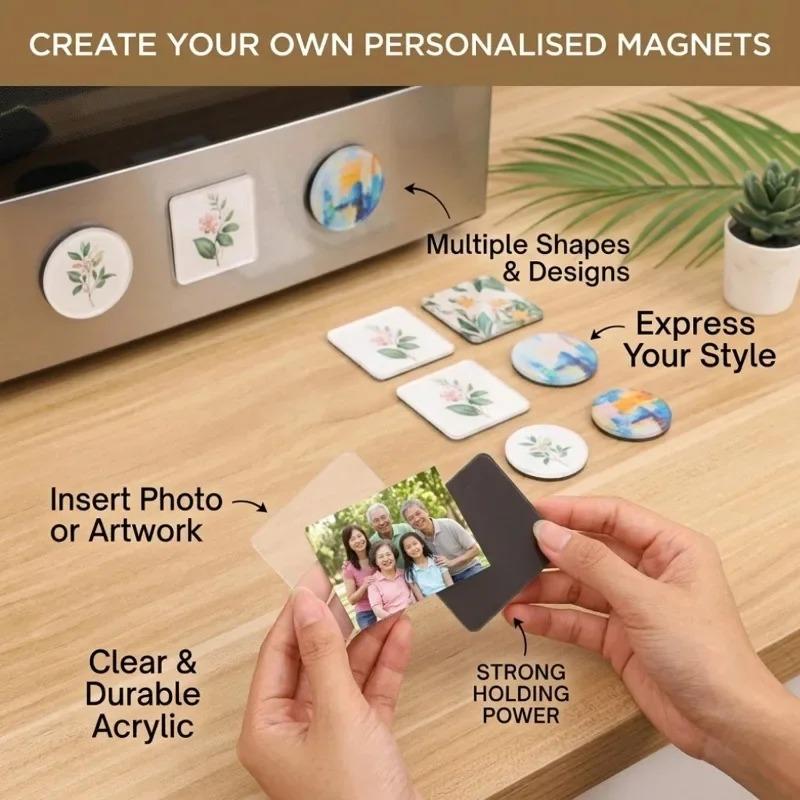 Puste Przezroczyste Akrylowe Magnesy na Lodówkę DIY Arkusze Magnesów na Lodówkę Naklejki na Lodówkę ze Zdjęciami Wystrój Kuchni Materiały do Rękodzieła