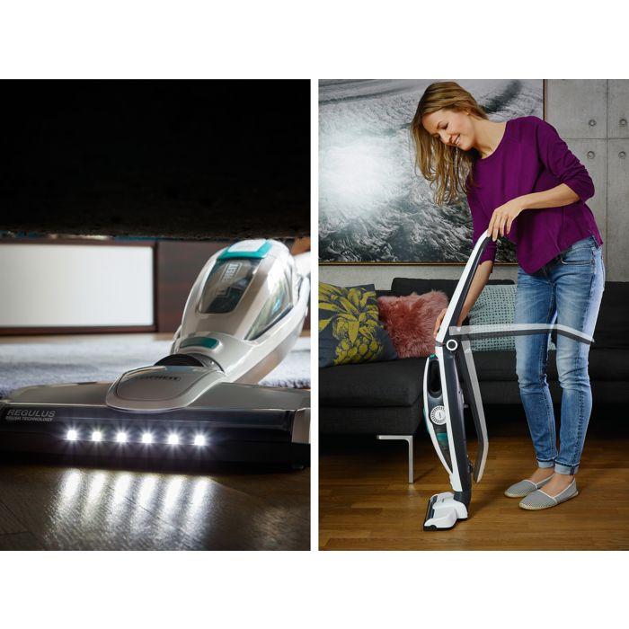 Aspirateur balai sans fil 2-en-1 Leifheit Regulus PowerVac 11925, aspirateur léger multifonction 20V, autonomie 40min, blanc