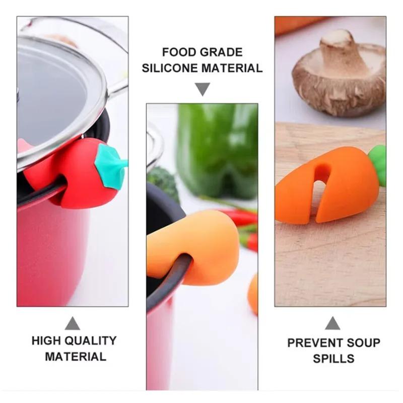 New Kitchen Tools Silicone Pot Lid Anti-spill Rack Heat-resistant Anti-Overflow Stoppers Pot Cover Lifter Holder Creative Tools