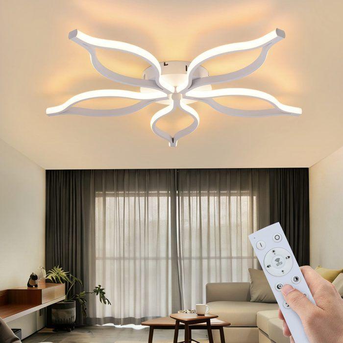 Plafonnier LED - NETTLIFE - Plafonnier 80 cm 75 W - Télécommande - Veilleuse - Intensité réglable