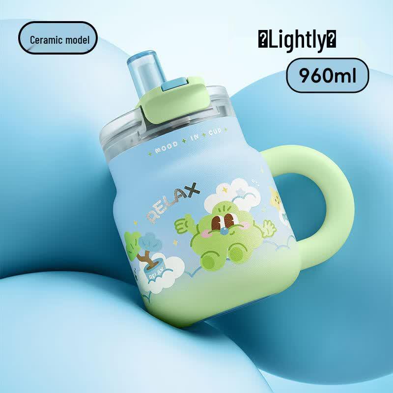 Wushengwu 960ML Insulated Stainless Steel Coffee Straw Tumbler