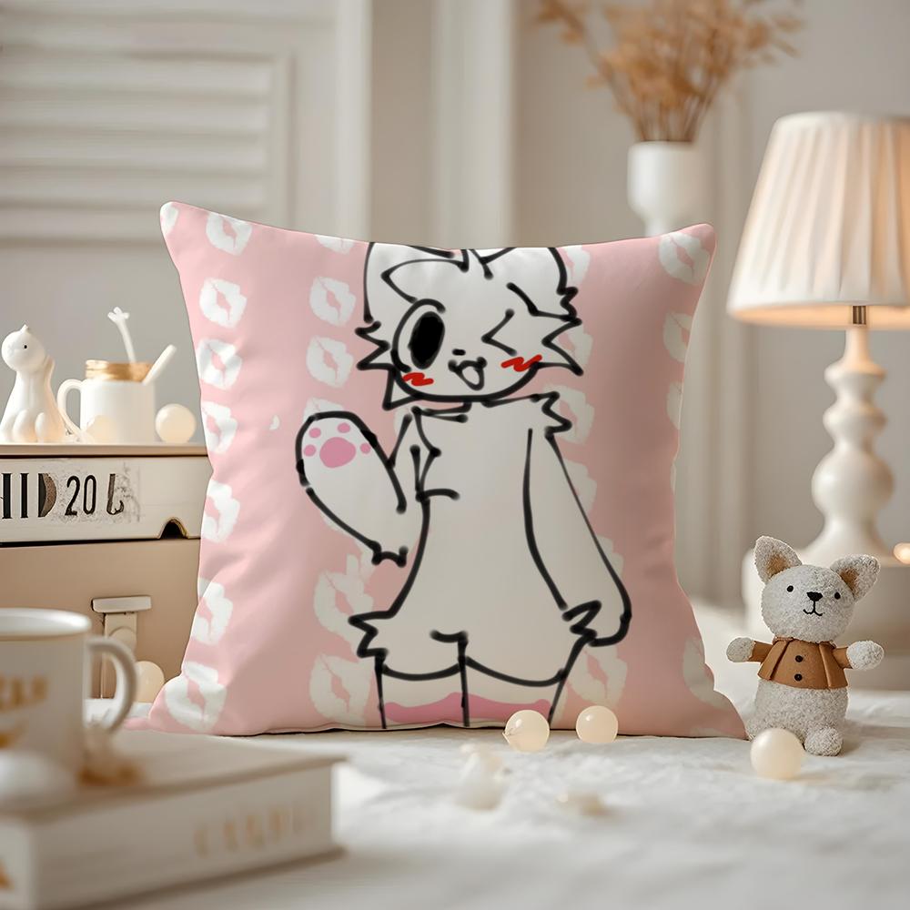 BBoykisser Silly Cat Cute Cushion Cover Antidustmite Pillowcase Invisible zipper silky short plush Sofa cushion cover 30X30cm